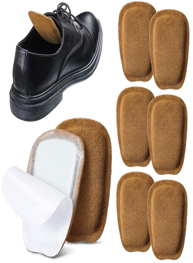 Shyyween 3 Pairs Shoe Tongue Pads Soft Suede Leather Self Adhesive Inserts for Men Women Handmade Elastic Foam Shoe Padding for Solves Loose Shoes Problem(Brown,Size L) - Image 1